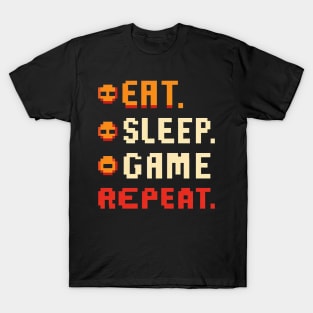 "Eat, Sleep, Game, Repeat" Gaming Pixel Art T-Shirt